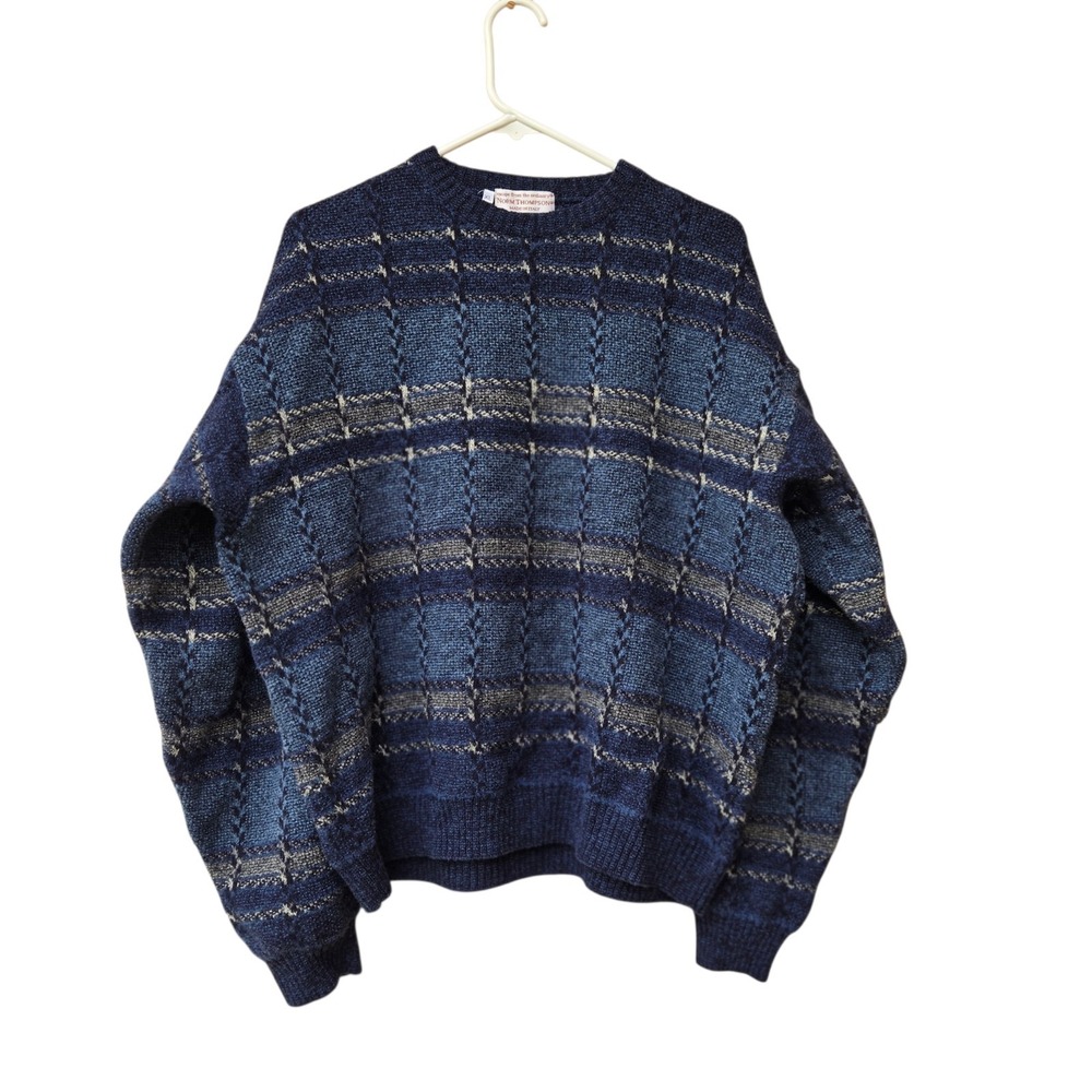 Vintage Norm Thompson Sweater Mens Size XL Wool Blend Knit Italy In Blue